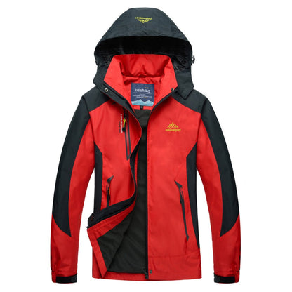 Effortless Waterproof Jacket for Women with Hooded Long Sleeve Colorblock Zip Front Casual Style