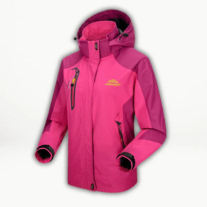 Effortless Waterproof Jacket for Women with Hooded Long Sleeve Colorblock Zip Front Casual Style