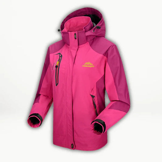 Effortless Waterproof Jacket for Women with Hooded Long Sleeve Colorblock Zip Front Casual Style
