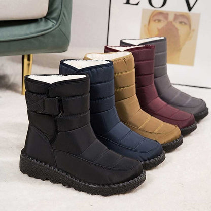 Cozy Quilted Snowproof Boots for Women with Fur Lined Ankle Velcro Strap Non Slip Winter Style