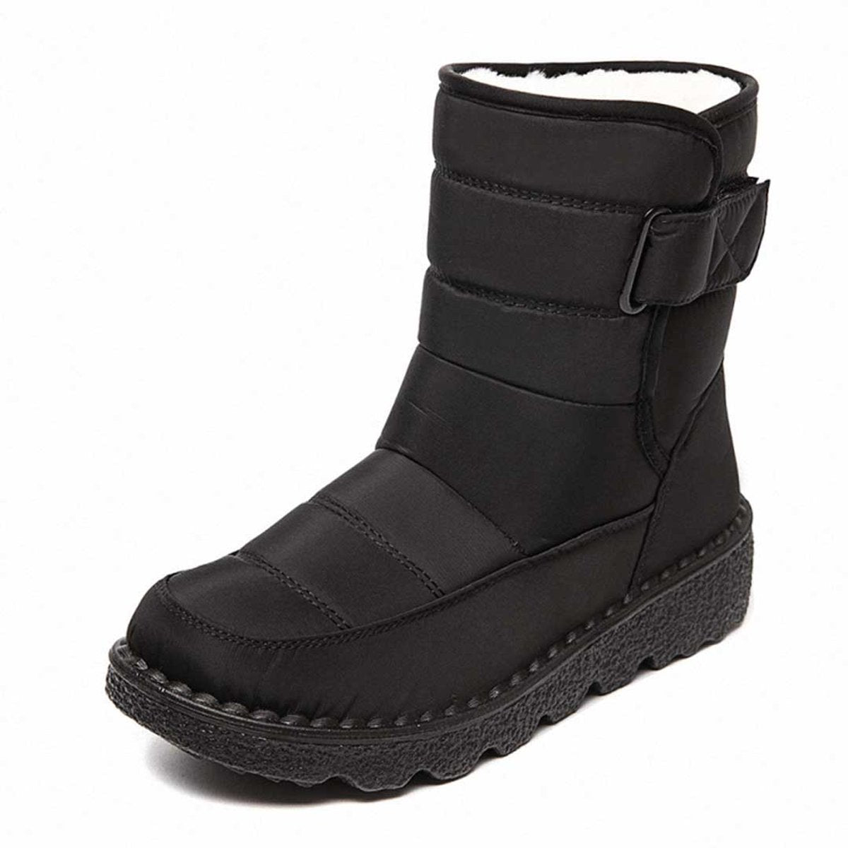Cozy Quilted Snowproof Boots for Women with Fur Lined Ankle Velcro Strap Non Slip Winter Style