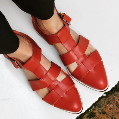 Stylish Flats for Women with Cutout Strap Pointed Toe Slingback Style