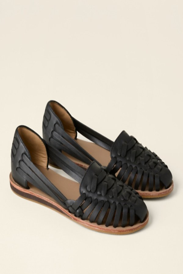 Comfortable Woven Leather Huarache Sandals for Women with Cushioned Low Wedge Sole