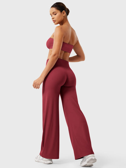Effortless Wide Leg Pants for Women with High Waisted Flare Seamless Casual Style