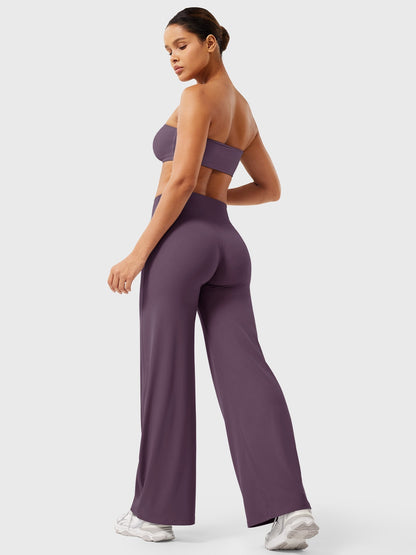 Effortless Wide Leg Pants for Women with High Waisted Flare Seamless Casual Style