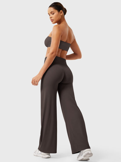 Effortless Wide Leg Pants for Women with High Waisted Flare Seamless Casual Style