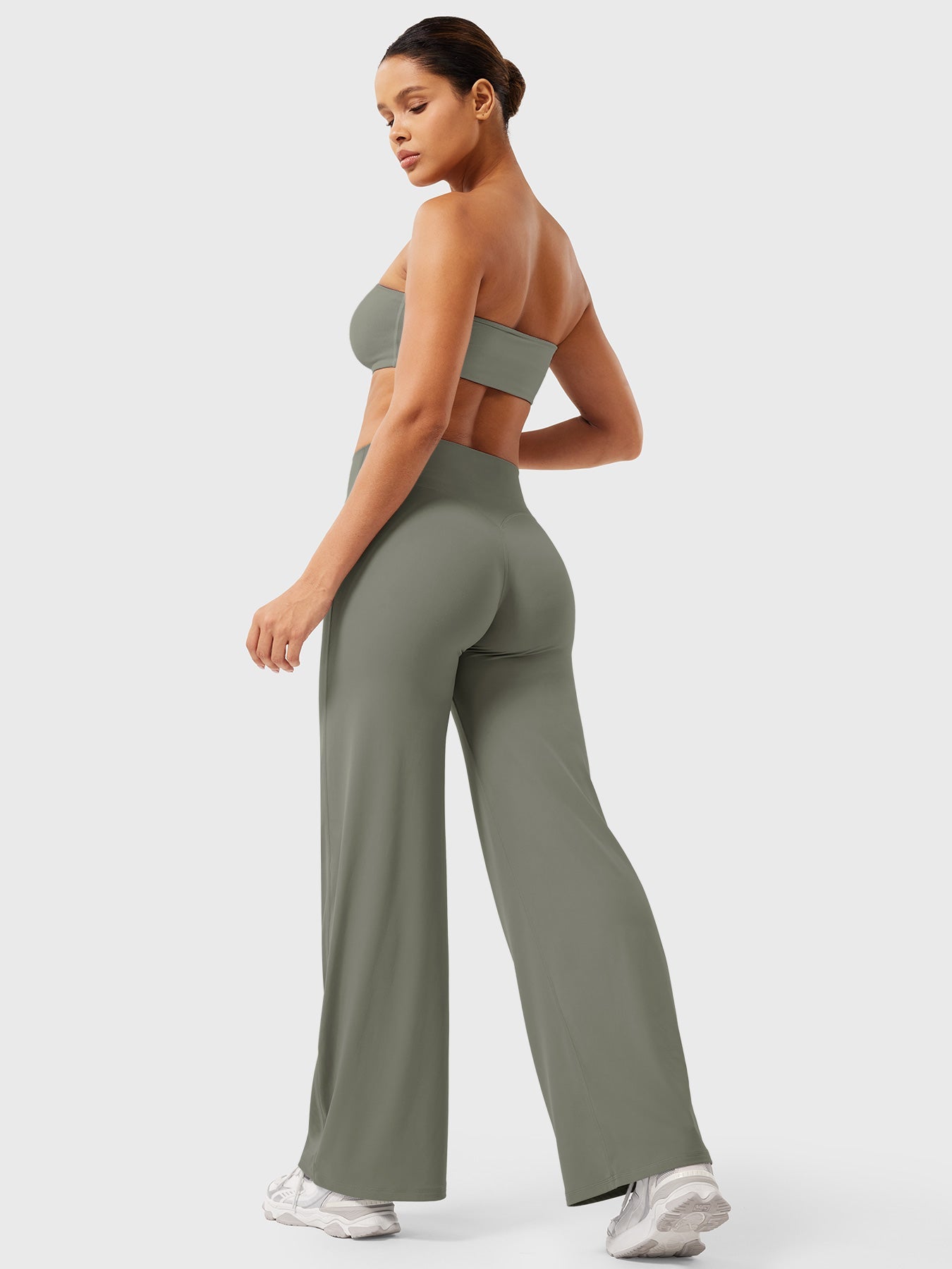 Effortless Wide Leg Pants for Women with High Waisted Flare Seamless Casual Style