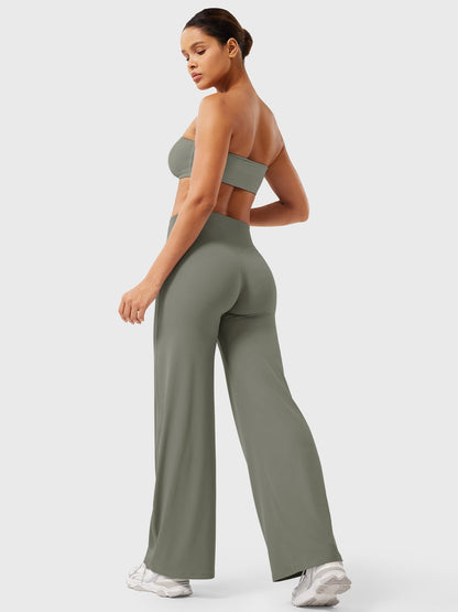 Effortless Wide Leg Pants for Women with High Waisted Flare Seamless Casual Style