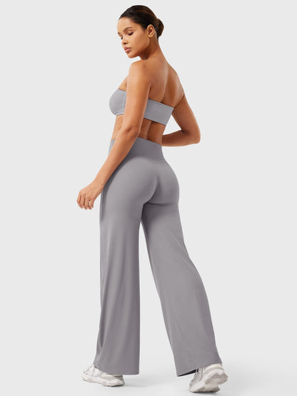 Effortless Wide Leg Pants for Women with High Waisted Flare Seamless Casual Style