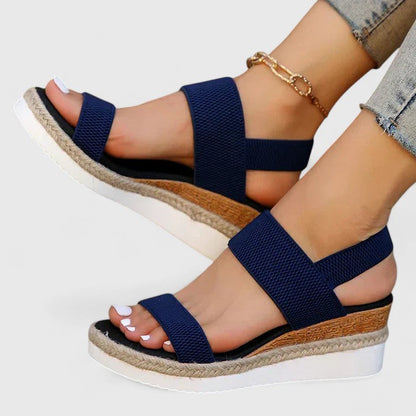 Comfortable Orthopedic Sandals for Women with Elastic Strap Espadrille Wedge Platform Style