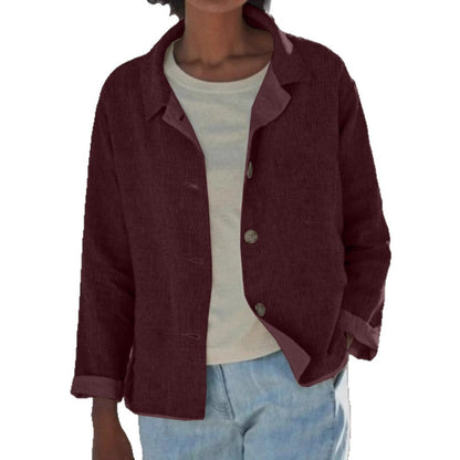 Effortless Linen Blouses for Women with Collar Button Front Long Sleeve Loose Fit Casual Jacket Style